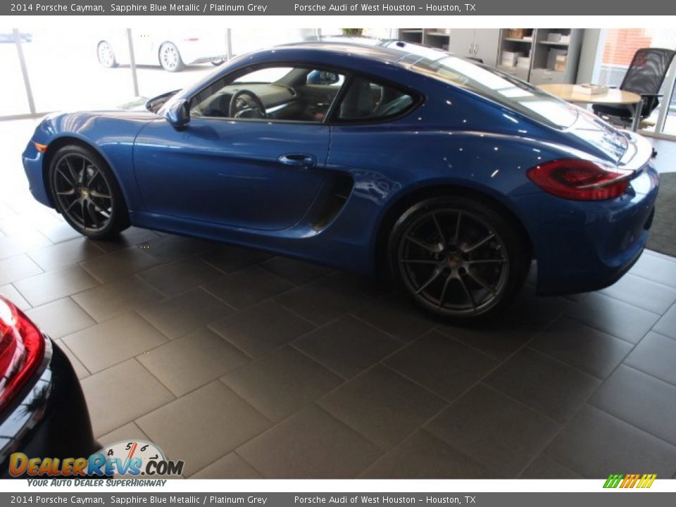 2014 Porsche Cayman Sapphire Blue Metallic / Platinum Grey Photo #4