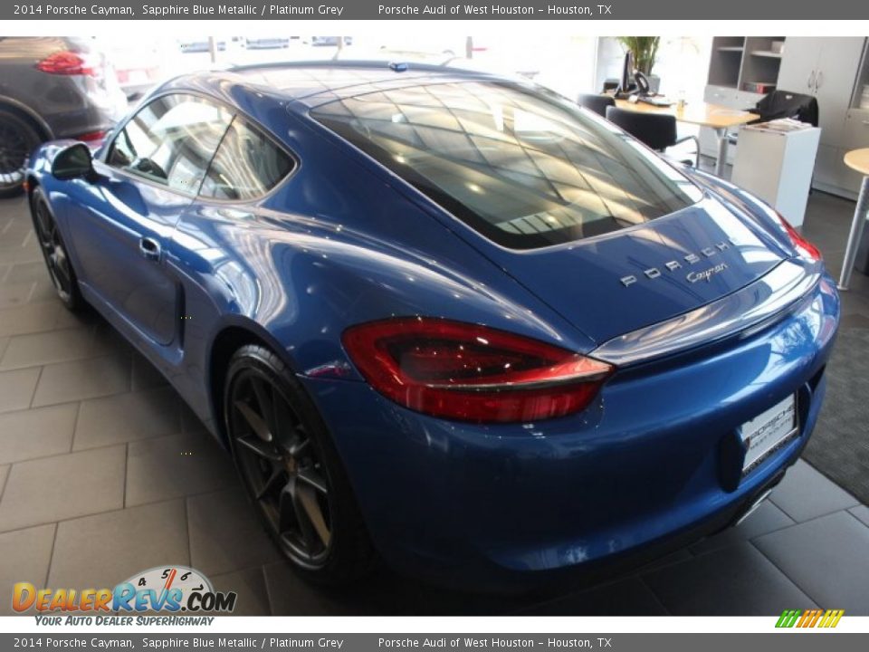 2014 Porsche Cayman Sapphire Blue Metallic / Platinum Grey Photo #5