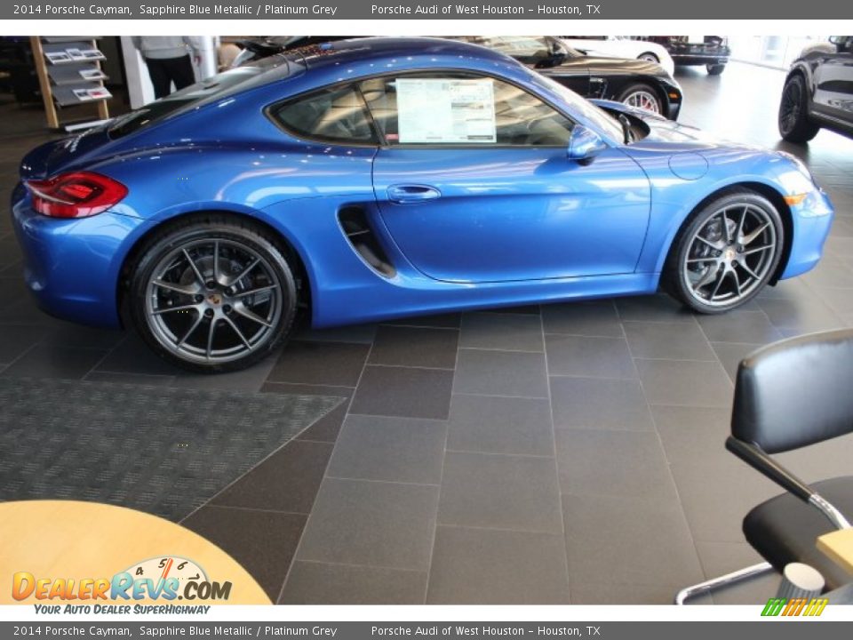 2014 Porsche Cayman Sapphire Blue Metallic / Platinum Grey Photo #8