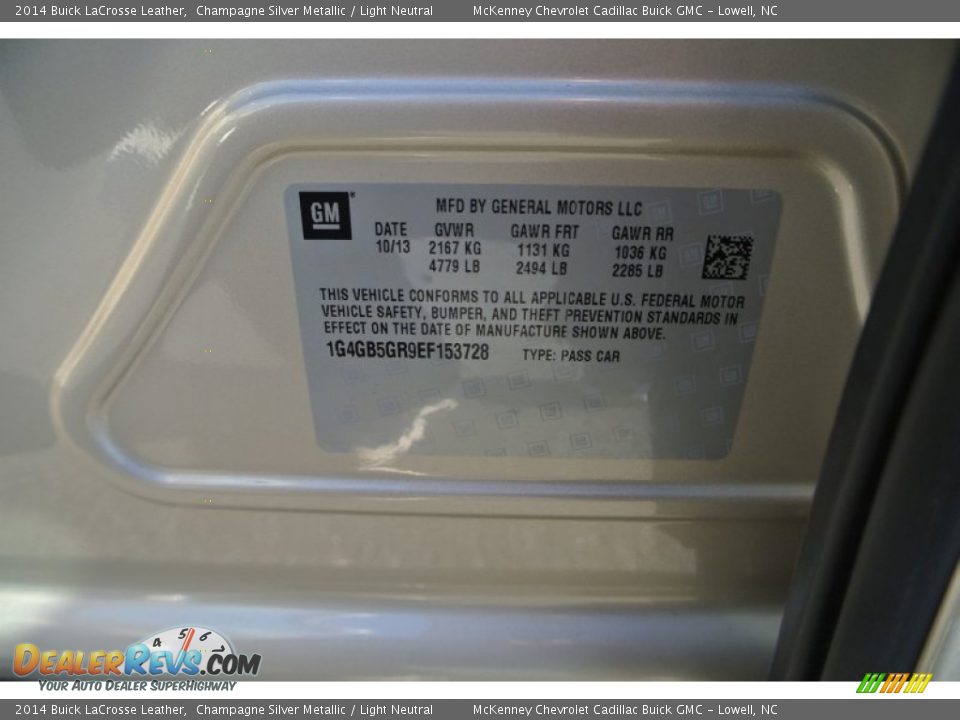 2014 Buick LaCrosse Leather Champagne Silver Metallic / Light Neutral Photo #7