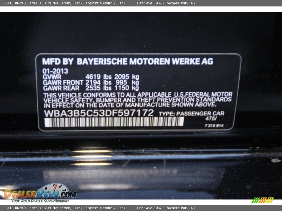 2013 BMW 3 Series 328i xDrive Sedan Black Sapphire Metallic / Black Photo #33