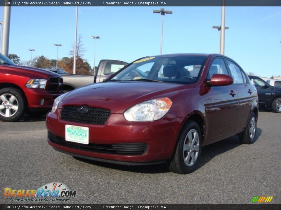 2008 Hyundai Accent GLS Sedan Wine Red / Gray Photo #1