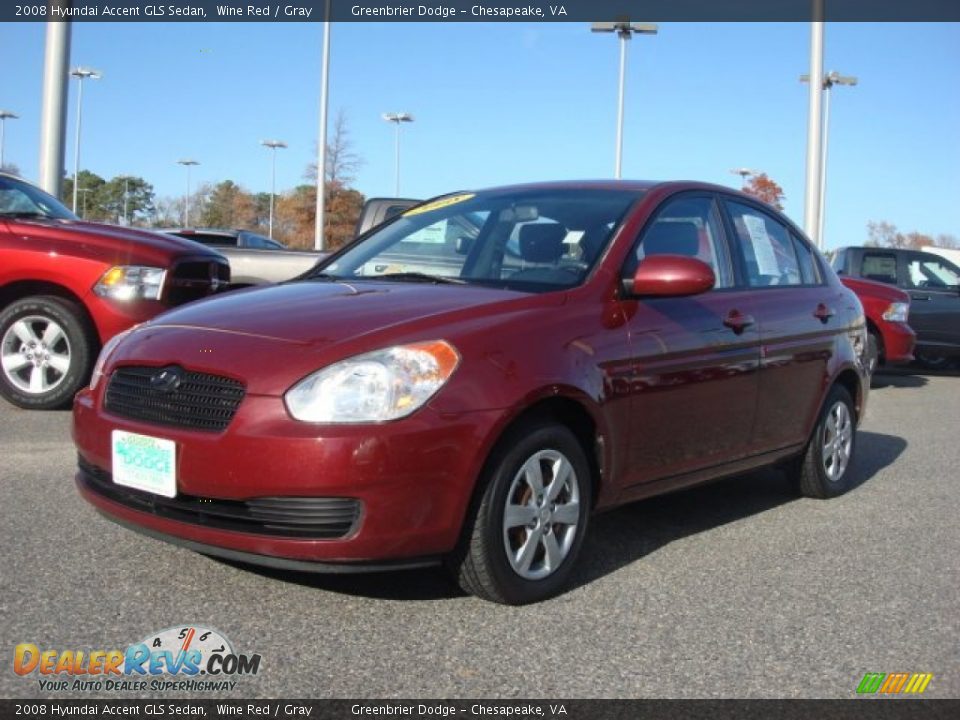 2008 Hyundai Accent GLS Sedan Wine Red / Gray Photo #8