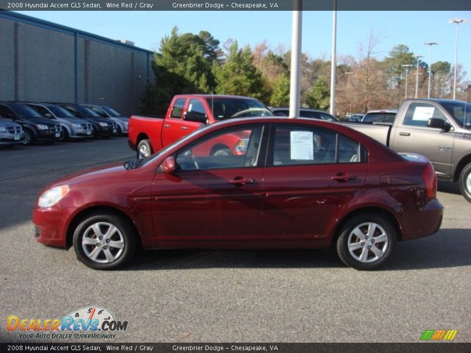 2008 Hyundai Accent GLS Sedan Wine Red / Gray Photo #10