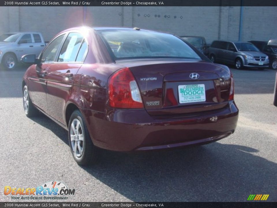 2008 Hyundai Accent GLS Sedan Wine Red / Gray Photo #11