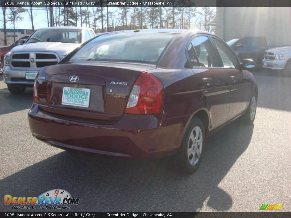 2008 Hyundai Accent GLS Sedan Wine Red / Gray Photo #13