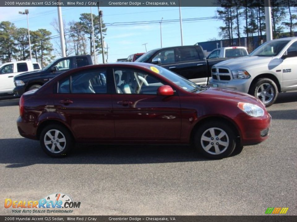 2008 Hyundai Accent GLS Sedan Wine Red / Gray Photo #14