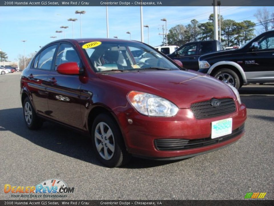 2008 Hyundai Accent GLS Sedan Wine Red / Gray Photo #15
