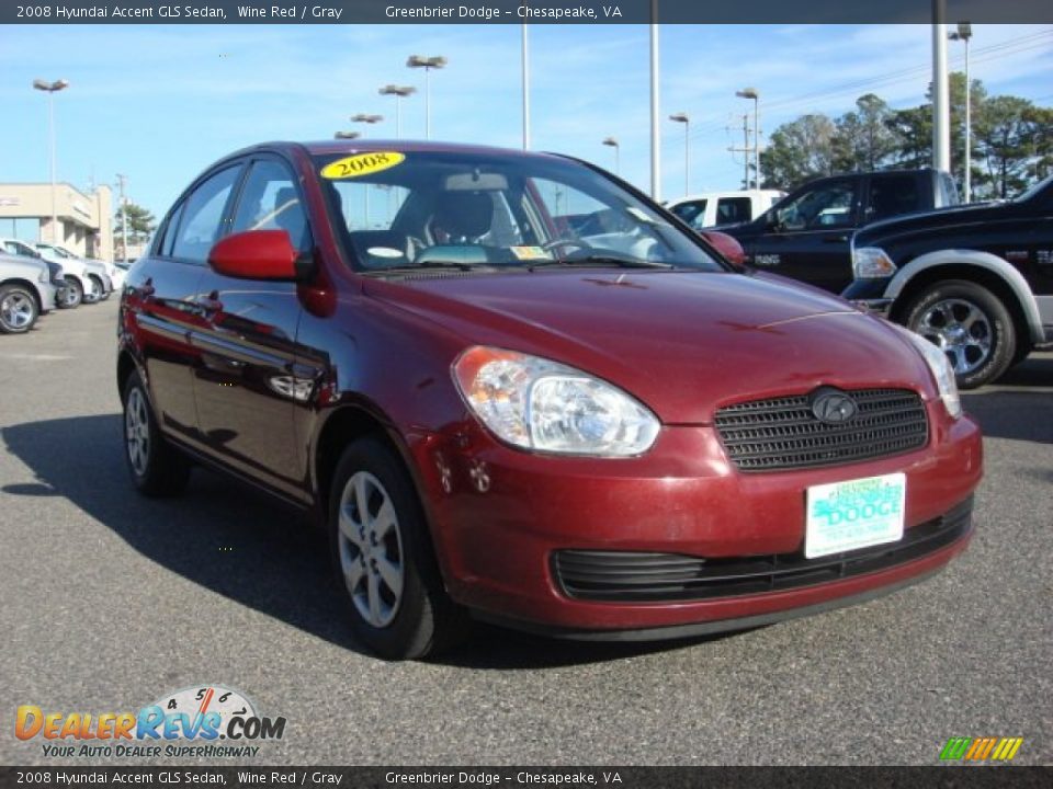 2008 Hyundai Accent GLS Sedan Wine Red / Gray Photo #16