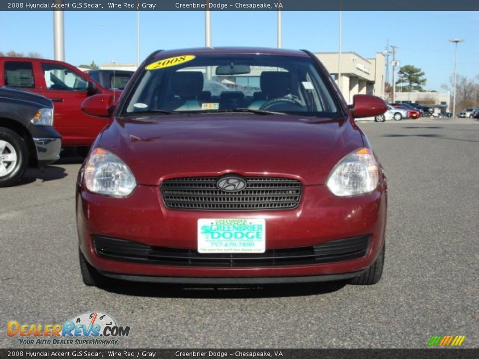 2008 Hyundai Accent GLS Sedan Wine Red / Gray Photo #17
