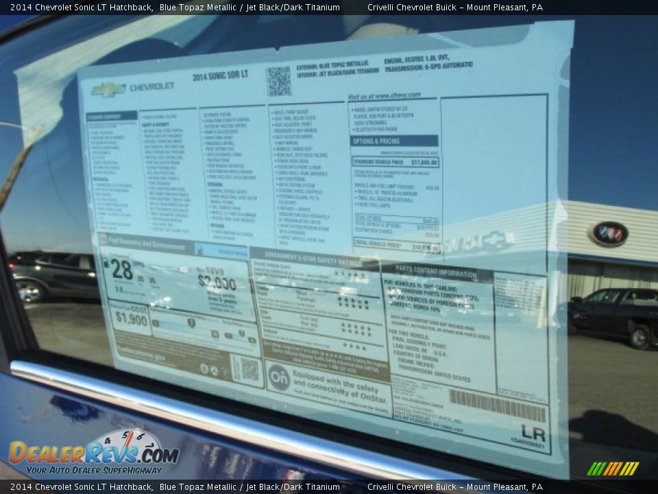 2014 Chevrolet Sonic LT Hatchback Window Sticker Photo #8