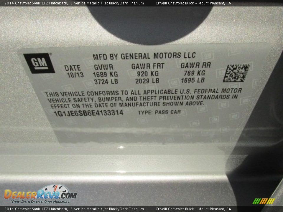 2014 Chevrolet Sonic LTZ Hatchback Silver Ice Metallic / Jet Black/Dark Titanium Photo #20