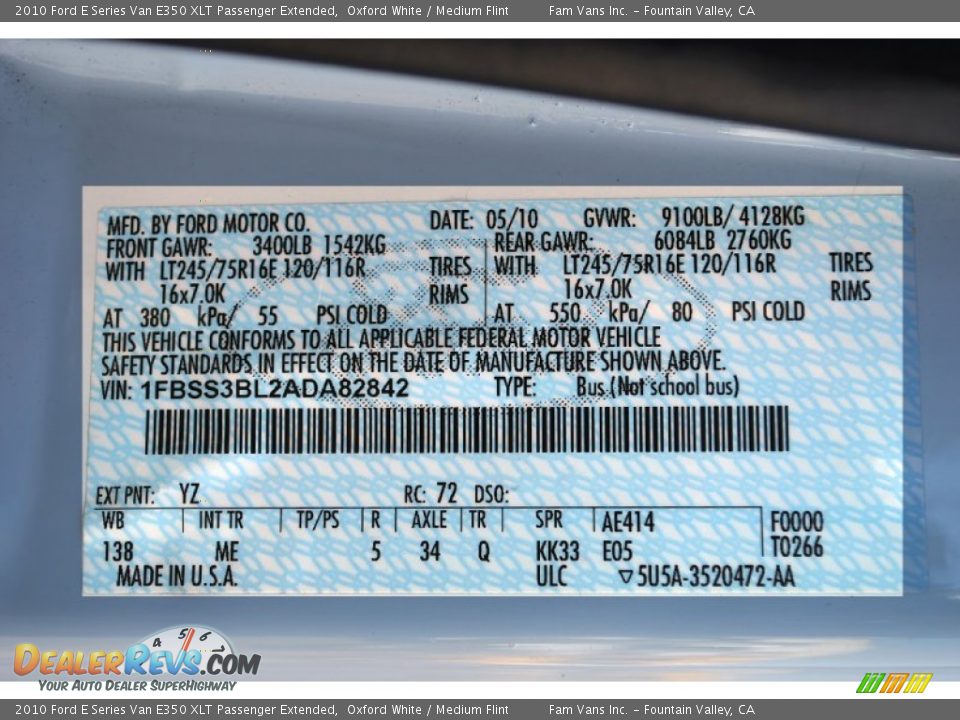 2010 Ford E Series Van E350 XLT Passenger Extended Oxford White / Medium Flint Photo #22