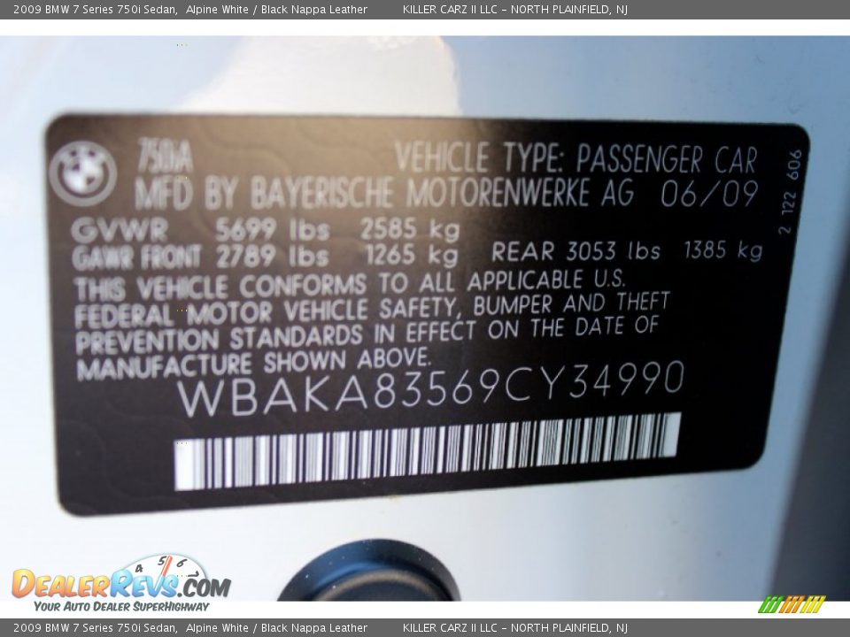 2009 BMW 7 Series 750i Sedan Alpine White / Black Nappa Leather Photo #34