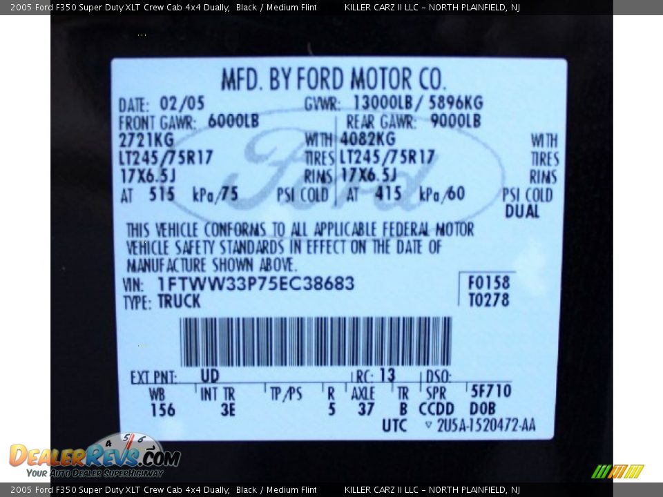 2005 Ford F350 Super Duty XLT Crew Cab 4x4 Dually Black / Medium Flint Photo #30