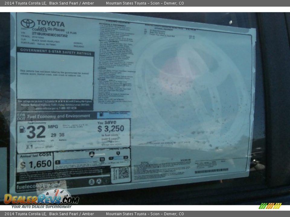 2014 Toyota Corolla LE Black Sand Pearl / Amber Photo #10