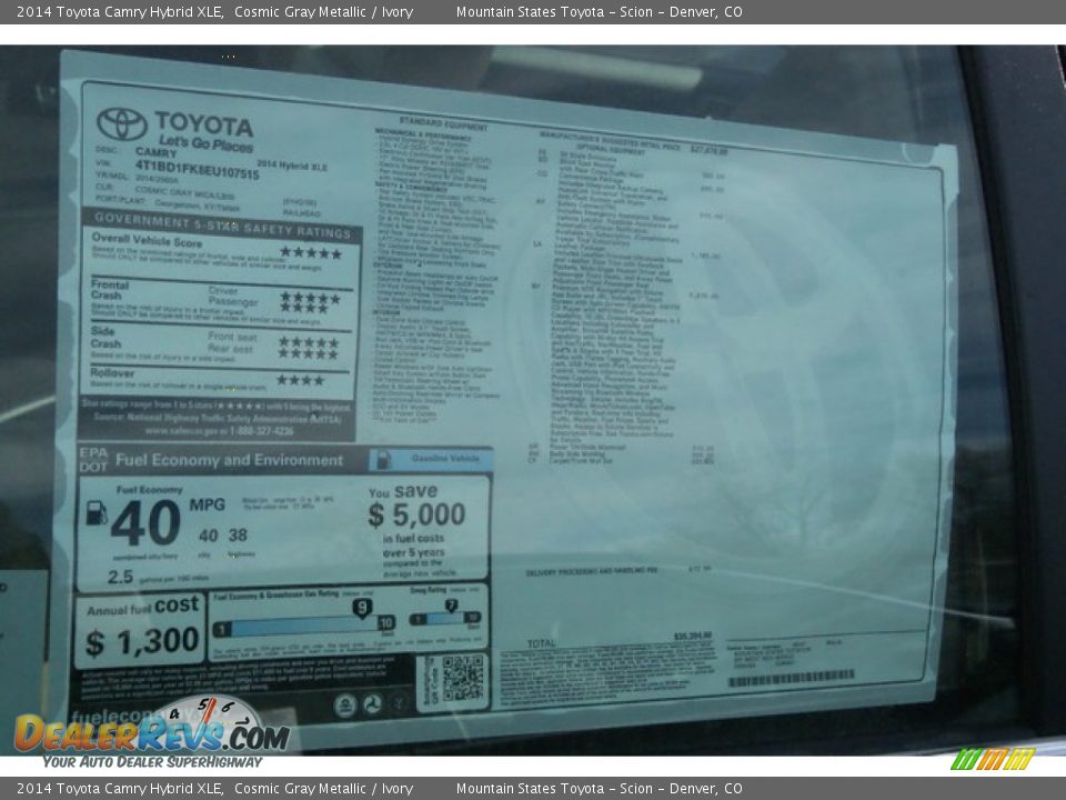 2014 Toyota Camry Hybrid XLE Cosmic Gray Metallic / Ivory Photo #10