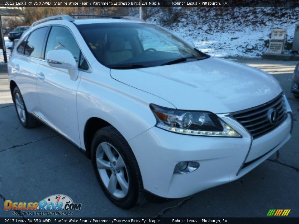 2013 Lexus RX 350 AWD Starfire White Pearl / Parchment/Espresso Birds Eye Maple Photo #3