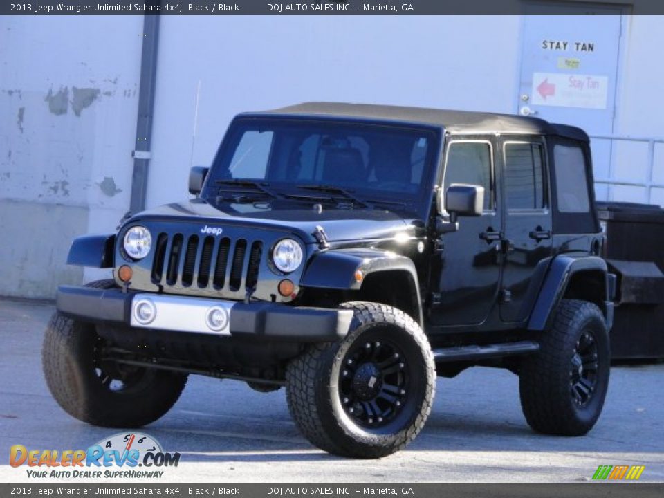 2013 Jeep Wrangler Unlimited Sahara 4x4 Black / Black Photo #1
