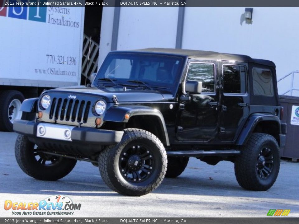 2013 Jeep Wrangler Unlimited Sahara 4x4 Black / Black Photo #3
