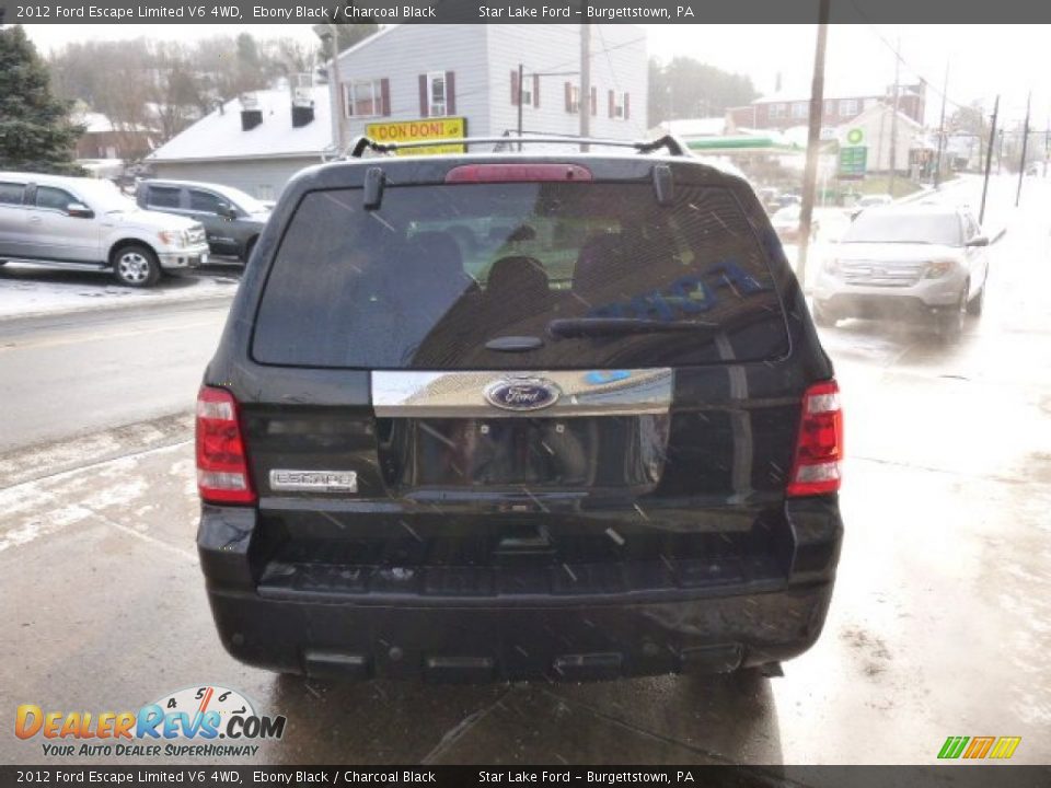 2012 Ford Escape Limited V6 4WD Ebony Black / Charcoal Black Photo #5
