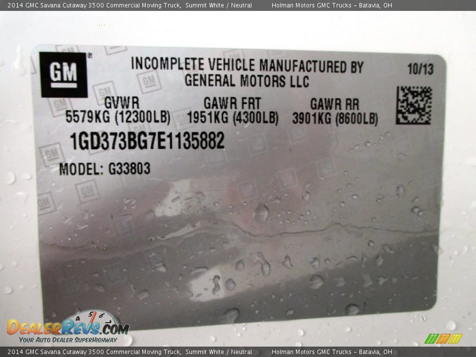 2014 GMC Savana Cutaway 3500 Commercial Moving Truck Summit White / Neutral Photo #5