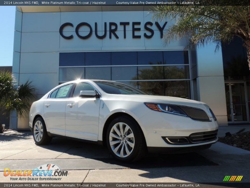 2014 Lincoln MKS FWD White Platinum Metallic Tri-coat / Hazelnut Photo #1