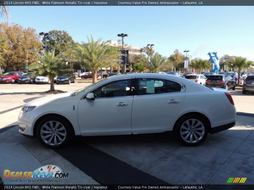 2014 Lincoln MKS FWD White Platinum Metallic Tri-coat / Hazelnut Photo #3