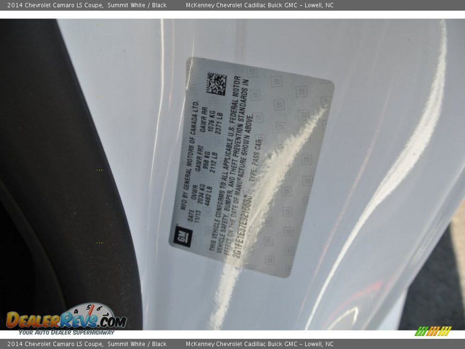 2014 Chevrolet Camaro LS Coupe Summit White / Black Photo #7