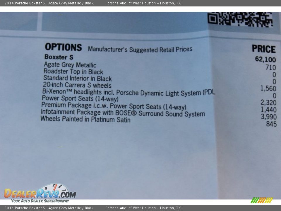 2014 Porsche Boxster S Window Sticker Photo #28
