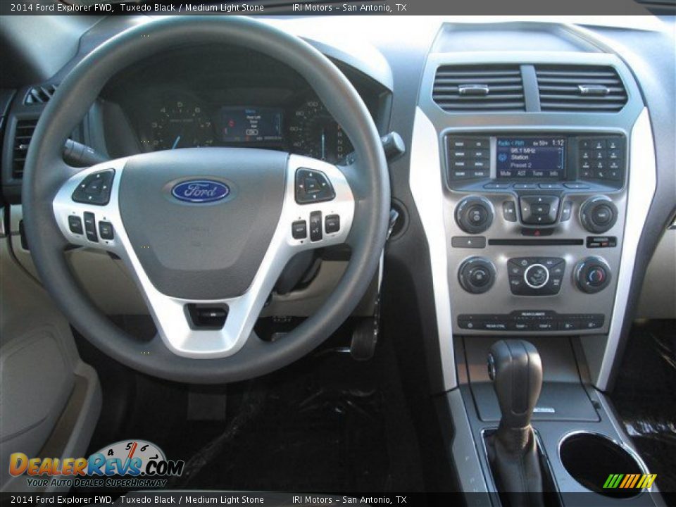 2014 Ford Explorer FWD Tuxedo Black / Medium Light Stone Photo #14