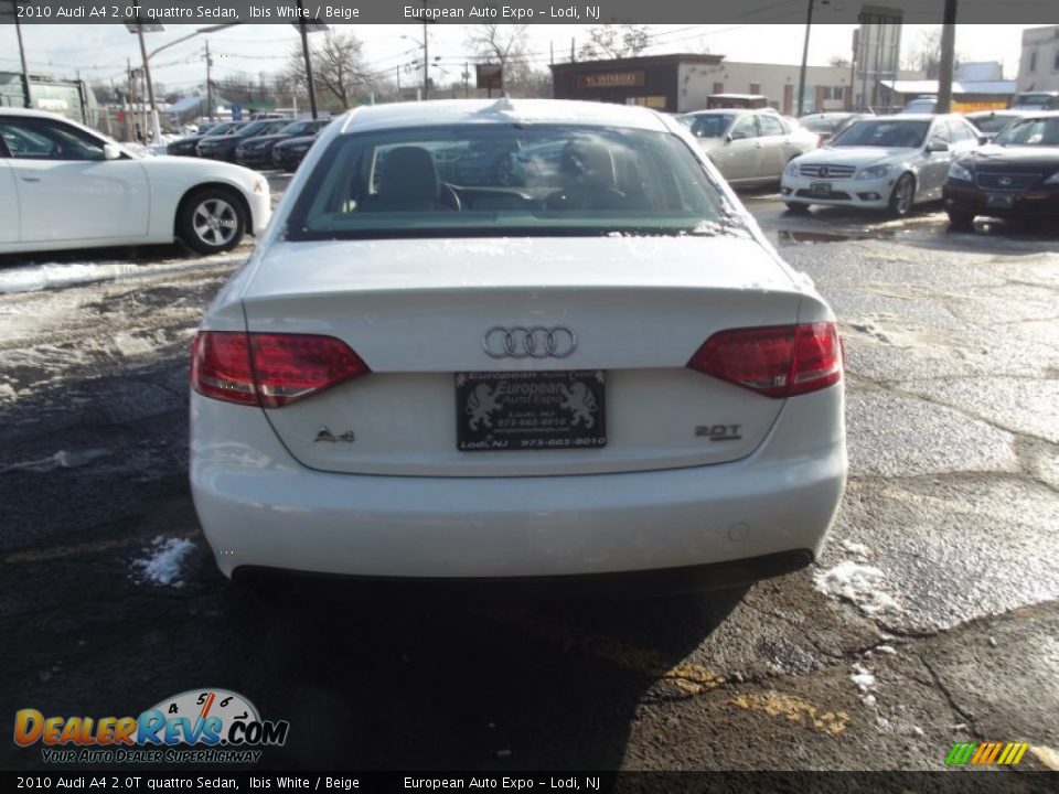 2010 Audi A4 2.0T quattro Sedan Ibis White / Beige Photo #7