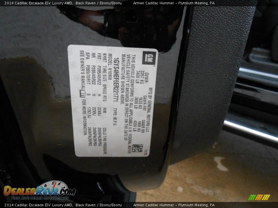 2014 Cadillac Escalade ESV Luxury AWD Black Raven / Ebony/Ebony Photo #14