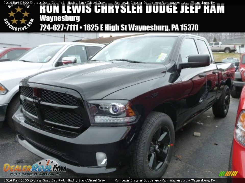 2014 Ram 1500 Express Quad Cab 4x4 Black / Black/Diesel Gray Photo #1