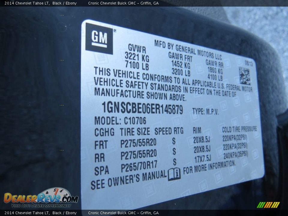 2014 Chevrolet Tahoe LT Black / Ebony Photo #18