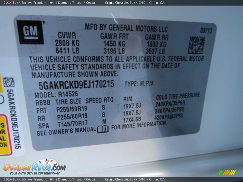 2014 Buick Enclave Premium White Diamond Tricoat / Cocoa Photo #18