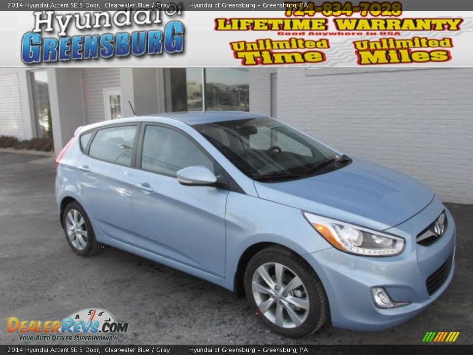 2014 Hyundai Accent SE 5 Door Clearwater Blue / Gray Photo #1