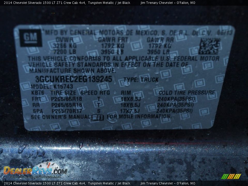 2014 Chevrolet Silverado 1500 LT Z71 Crew Cab 4x4 Tungsten Metallic / Jet Black Photo #17
