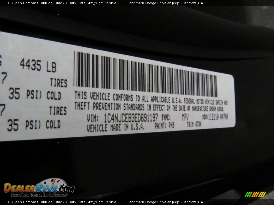 2014 Jeep Compass Latitude Black / Dark Slate Gray/Light Pebble Photo #10