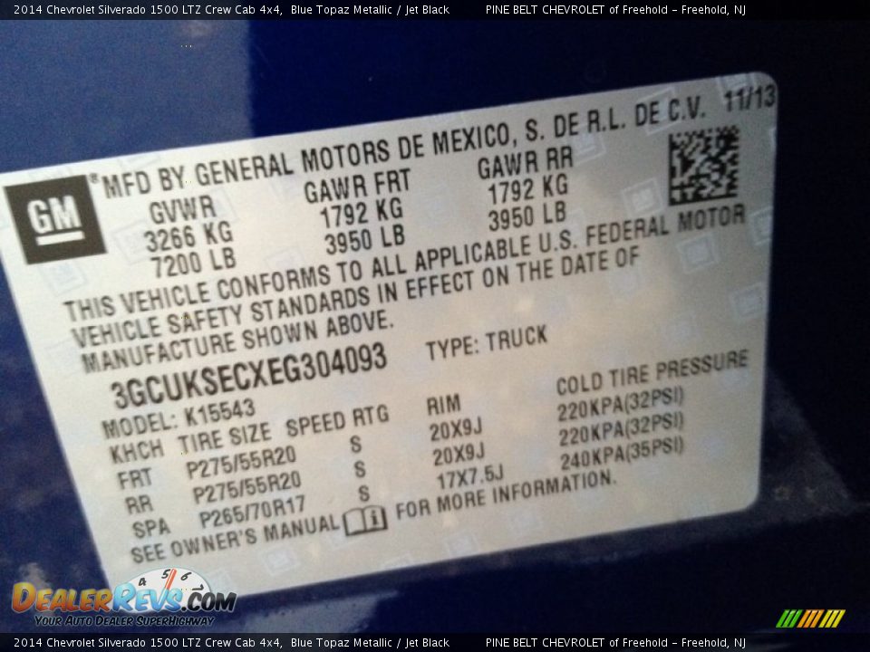 2014 Chevrolet Silverado 1500 LTZ Crew Cab 4x4 Blue Topaz Metallic / Jet Black Photo #9