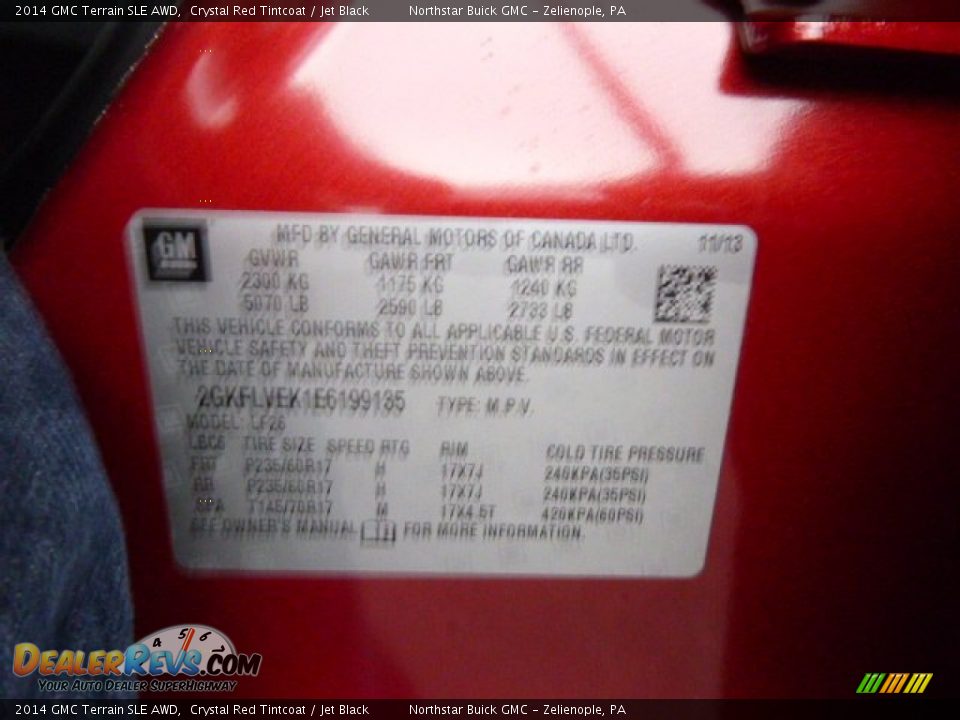 2014 GMC Terrain SLE AWD Crystal Red Tintcoat / Jet Black Photo #19