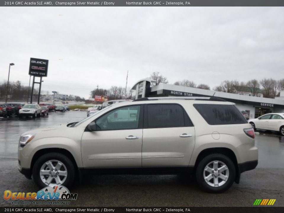 2014 GMC Acadia SLE AWD Champagne Silver Metallic / Ebony Photo #8
