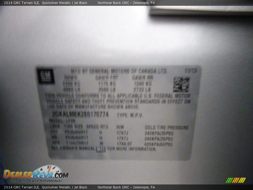 2014 GMC Terrain SLE Quicksilver Metallic / Jet Black Photo #20