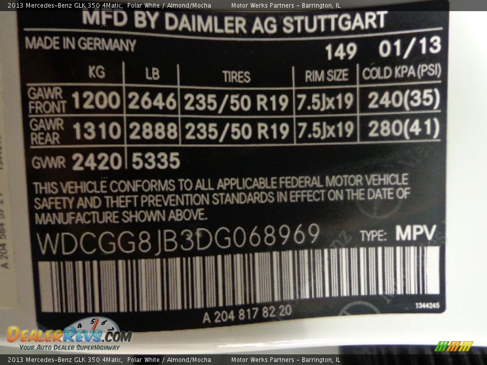 2013 Mercedes-Benz GLK 350 4Matic Polar White / Almond/Mocha Photo #10