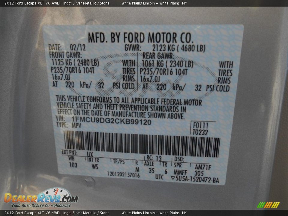 2012 Ford Escape XLT V6 4WD Ingot Silver Metallic / Stone Photo #23
