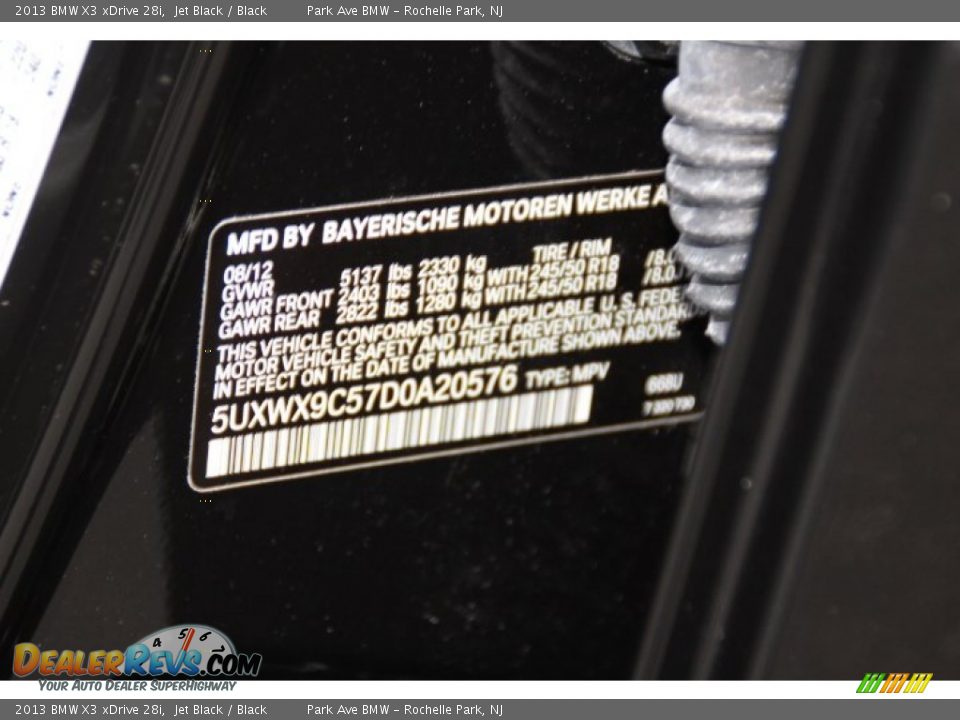 2013 BMW X3 xDrive 28i Jet Black / Black Photo #32