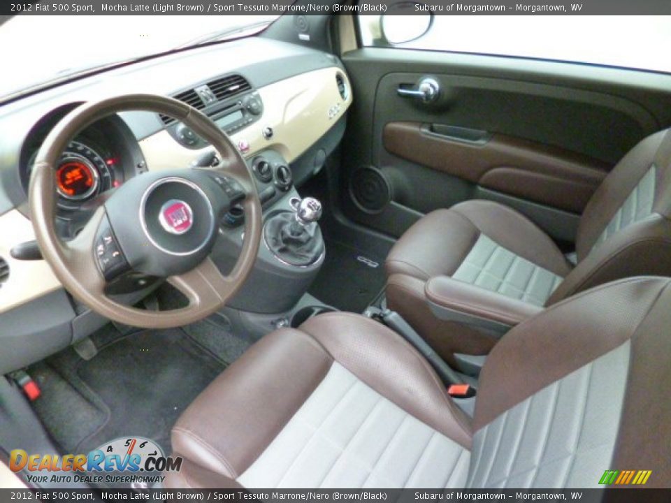 2012 Fiat 500 Sport Mocha Latte (Light Brown) / Sport Tessuto Marrone/Nero (Brown/Black) Photo #16