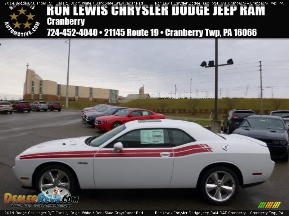 2014 Dodge Challenger R/T Classic Bright White / Dark Slate Gray/Radar Red Photo #1
