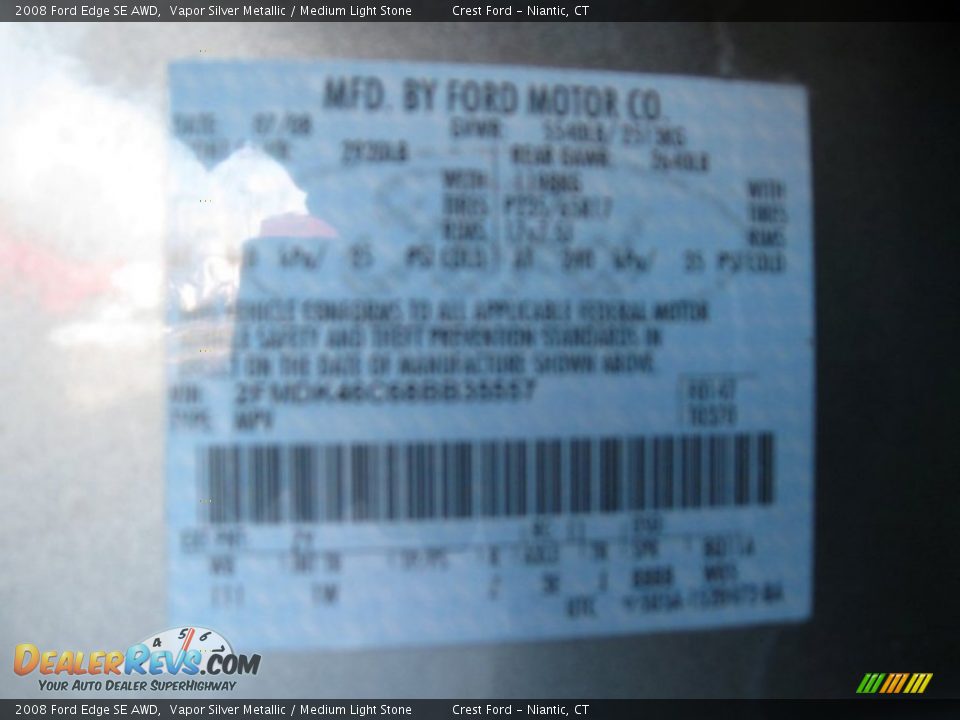 2008 Ford Edge SE AWD Vapor Silver Metallic / Medium Light Stone Photo #15