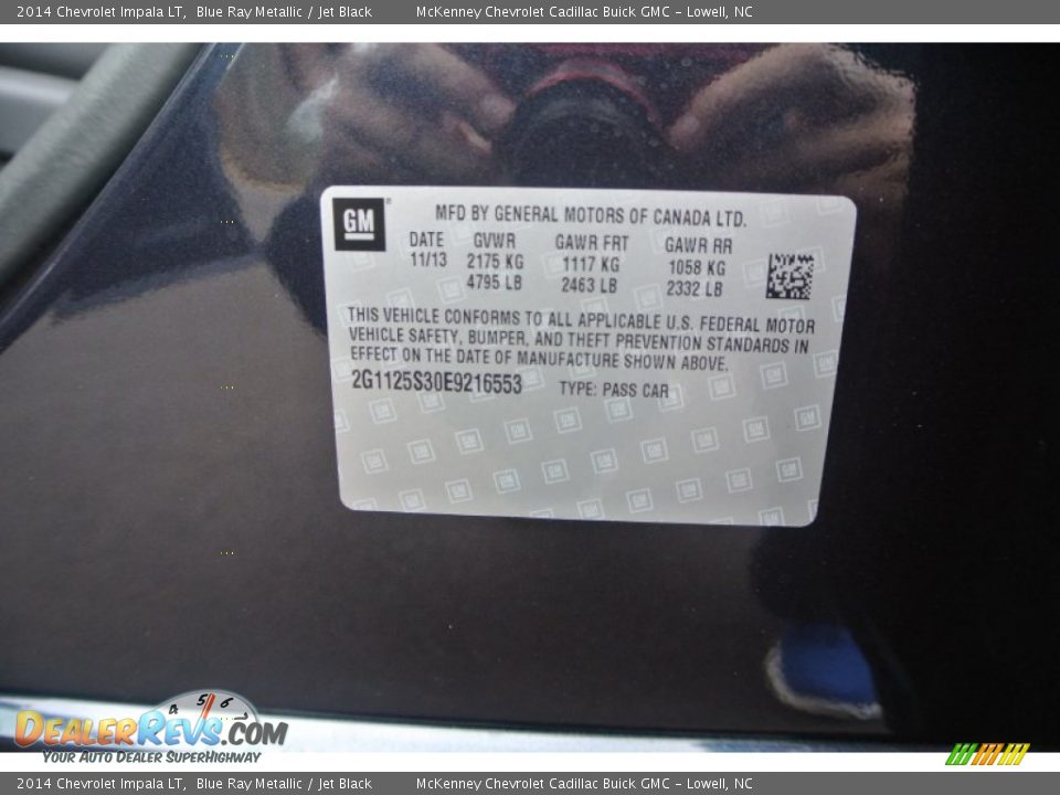 2014 Chevrolet Impala LT Blue Ray Metallic / Jet Black Photo #9